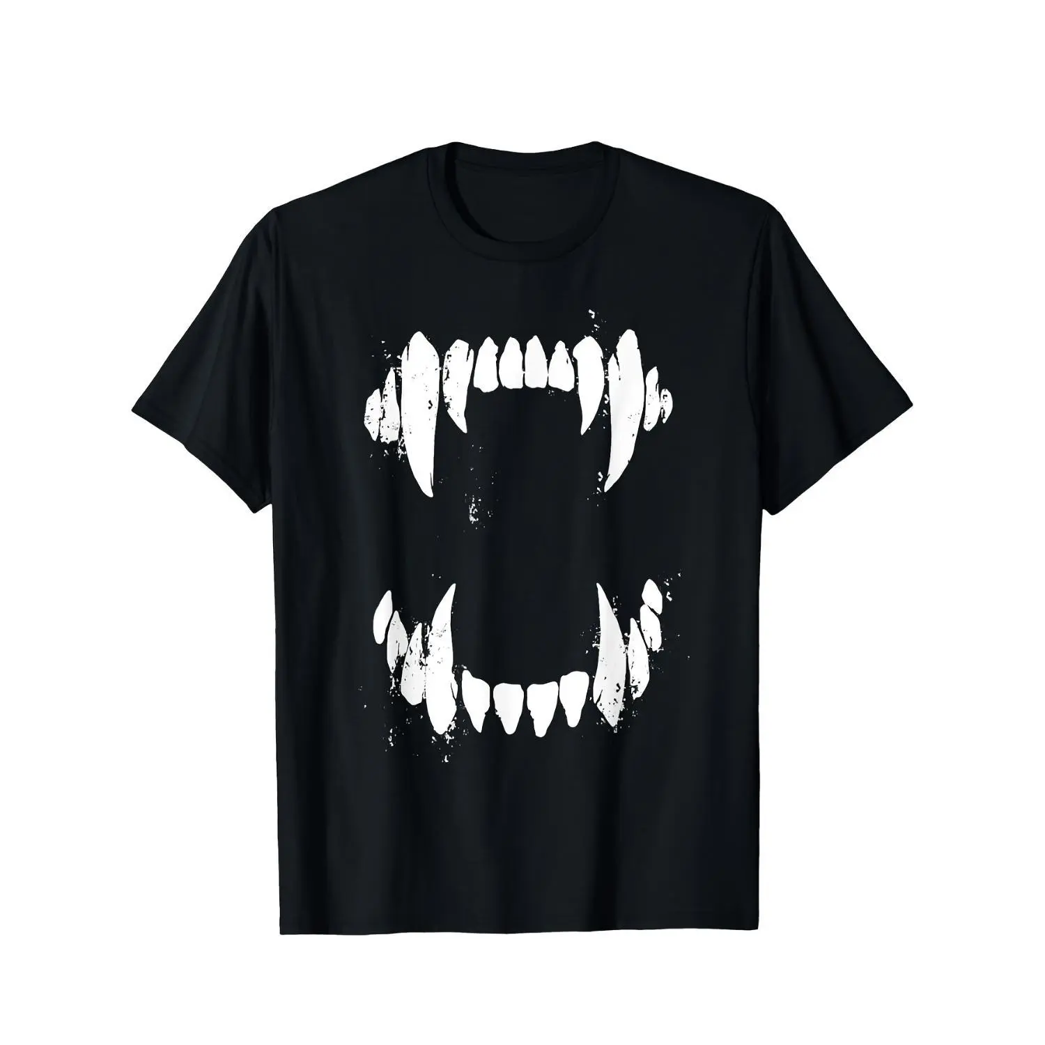 Retro Vampire Fangs Graphic T-Shirt for Men, 100% Cotton Gothic Short Sleeve Top, Breathable for Halloween & Outdoors, Tshirt, Fashion, Round Neck, Graphic Print, Business, Artwork Tee, S