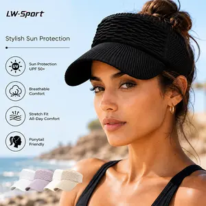 2PCS Women’s Ponytail Sun Visor Hat – Breathable Open-Top UV Protection Cap, OOTD GRWM Clean Girl Aesthetic Sun Hat for Beach, Travel, Outdoor Sports & Everyday Wear