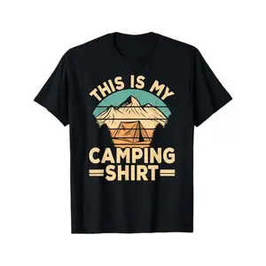 Men's & Women's Retro Camping T-Shirt 100% Cotton Short Sleeve Tee with Camper Van Graphic Print, Breathable Round Neck Shirt for, Outdoor Adventures & Casual Wear - Vintage Camping Design for all-Season
