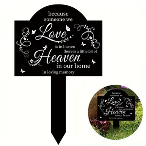 Acrylic Memorial Plaque, 1 Count Heaven in Our Home Garden Decor, Outdoor Yard, Cemetery & Garden Decor, Stake-mounted Marker for Quiet Remembrance