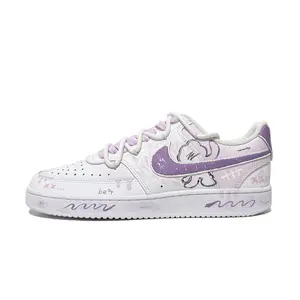 Nike Court Vision 1 Custom Sneakers: Taro Bear CNY Design, Anime Graffiti, Gradient Splatter, Low-Top Skate Shoes for Men and Women Trending Shoes, House White Official Shoes to Get / Maison Mihara