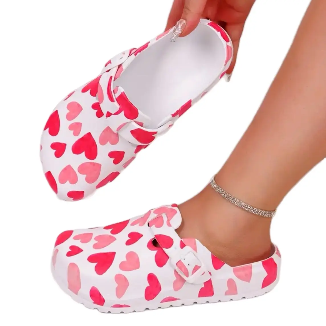 Women’s Hearts Print EVA Clogs for Women Girl Footwear Shoe Walking Shoes