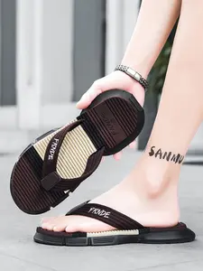 Men's Luxury Simple Commuter Sandals, Anti-Slip Durable, Quick-Dry Beach Pool, Casual Outdoor Slip-On Flip Flops, Colorblock Design