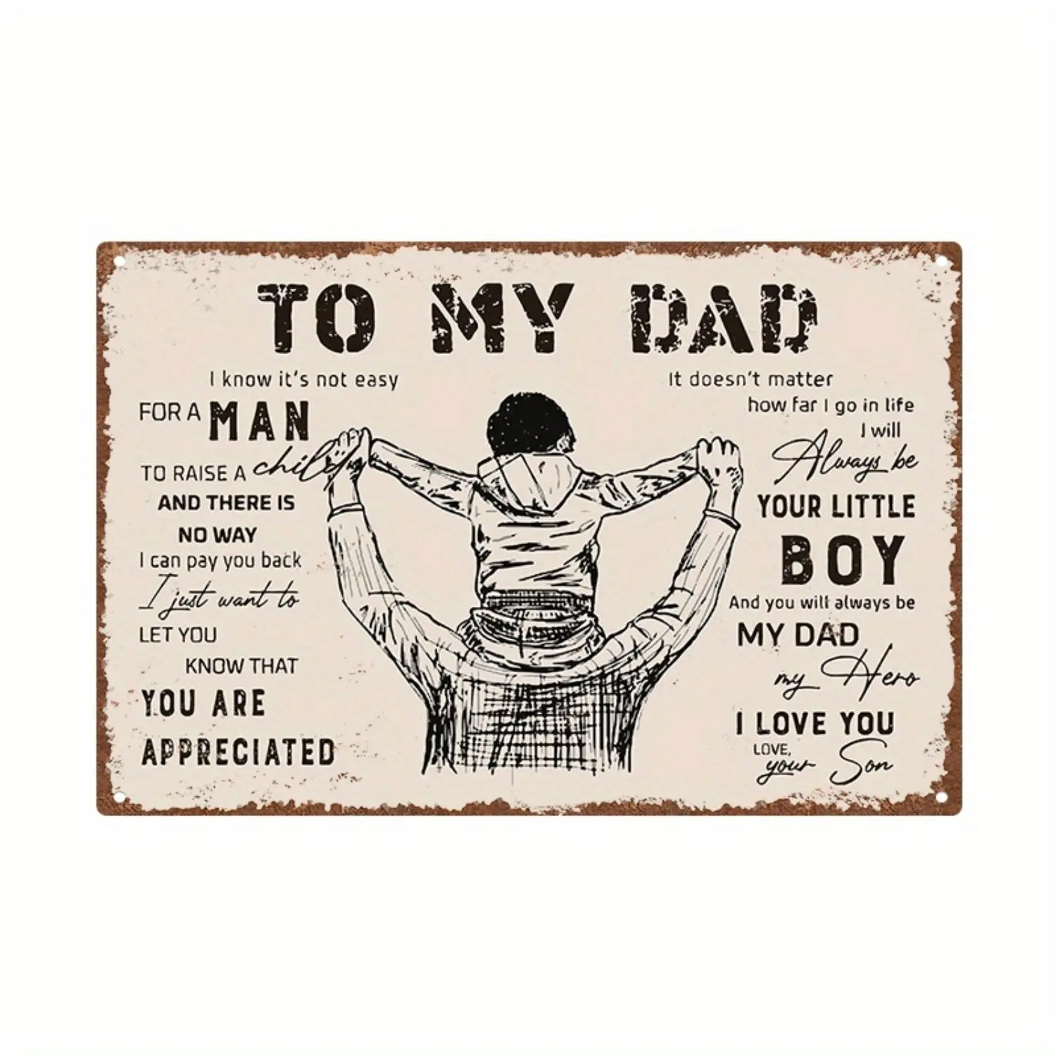 1pc Vintage Dad from Son Metal Tin Sign - Father's Day Gift, Dad Appreciation Present, Heartfelt Message in English, No Batteries Needed Perfect for Home, Office, Classroom Decor - Sentimental Keepsake for Birthday, Anniversary