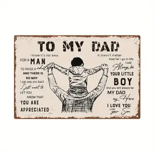 1pc Vintage Dad from Son Metal Tin Sign - Father's Day Gift, Dad Appreciation Present, Heartfelt Message in English, No Batteries Needed Perfect for Home, Office, Classroom Decor - Sentimental Keepsake for Birthday, Anniversary