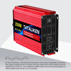 TATALIKEN Pure Sine Wave Inverter System, 2500W/5000W/6000W Portable Power Inverter, DC 12V to AC 110V, Overload Protection for Camping, Essential Power Source for Mobile Phones & Computers