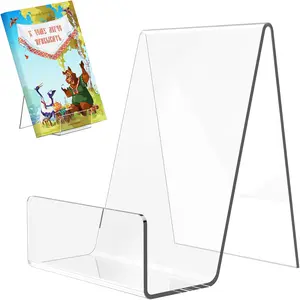 6 Pack Clear Acrylic Book Stand Easel, Transparent Display Holder Stand for Album, CD, Magazine, Postcard, Picture, Plate, Artworks, Phone, Tablet