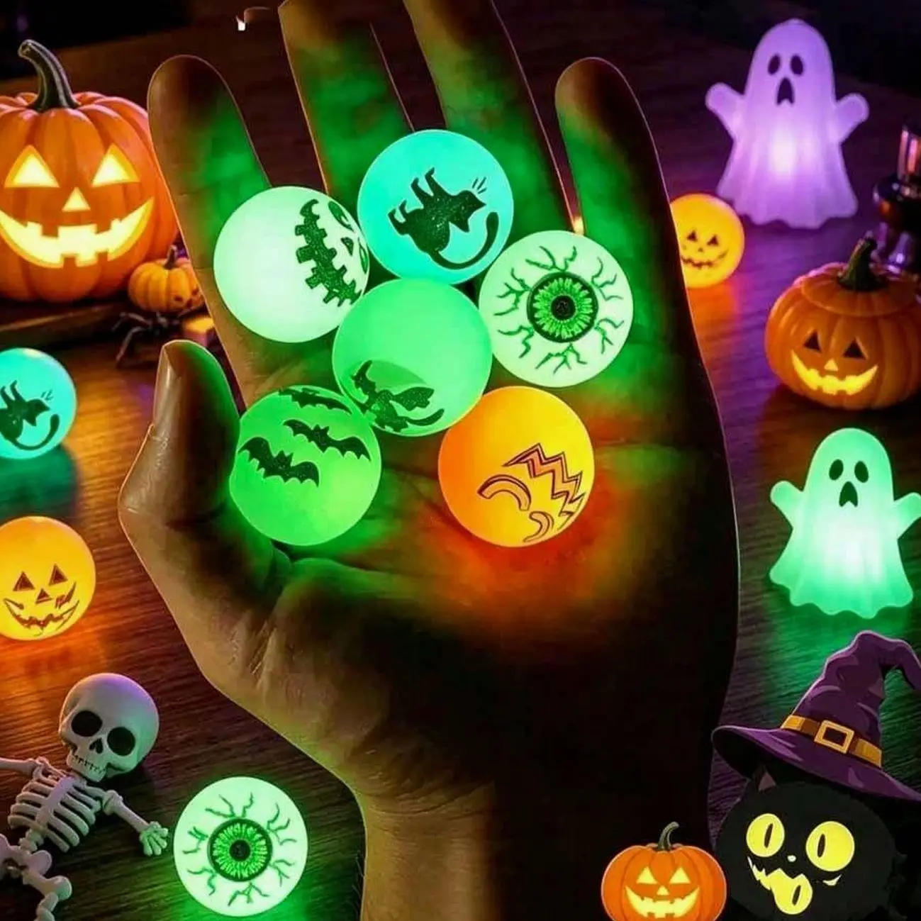 Glow In The Dark Bouncy Balls, 10-40pcs Bulk Glow Super Balls for Halloween Party Favors, Trick or Treat Prizes & Kids Birthday Party Toys