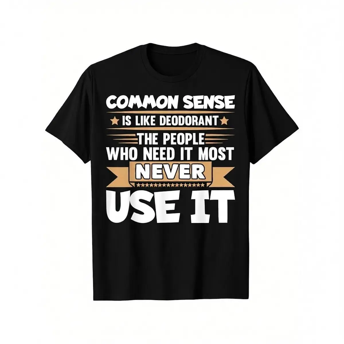 Men's Cotton T-Shirt with Funny 'Common Sense' Slogan, Short Sleeve Round Neck Streetwear Summer Casual Tee