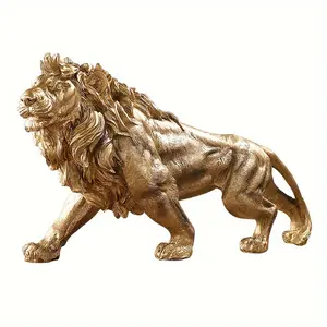 New 1pc Lion Resin Ornament - Majestic Decor for Home, Office & Wine Cabinets - Aesthetic Accent Piece, Durable & Eye-Catching - Ideal Room Decor Gif