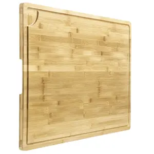 Large Bamboo Wood Cutting Board 20"x14" /24"L x 18"W/30"L x 20"W Kitchen Chopping Board with Juice Groove & Handle Multipurpose Butcher Block and Charcuterie Serving Tray for Daily Cooking and Food Serving