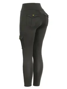 Women's Solid Stretchy High Waist Side Pocket Sports Leggings, Casual Comfy Breathable Skinny Pants for Yoga Gym Workout, Ladies Sportswear for All Seasons, Sporty Leggings, Athleisure Style Bottoms, Athleisure Fitness Leggings