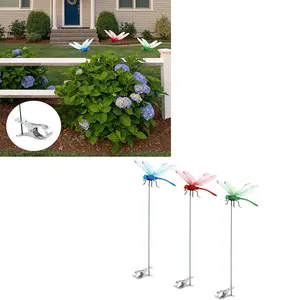 3 Pcs Simulated Dragonfly Clips, 3D Dragonfly Design, Dragonfly Garden Decorative Clips, Suitable for Patio, Garden Decoration, Repel Flies, etc.