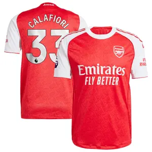 Unisex Soccer Arsenal Premier League Club Riccardo Calafiori 33 Champions League Playoffs 2025/26 Home/Away Stadium Jersey
