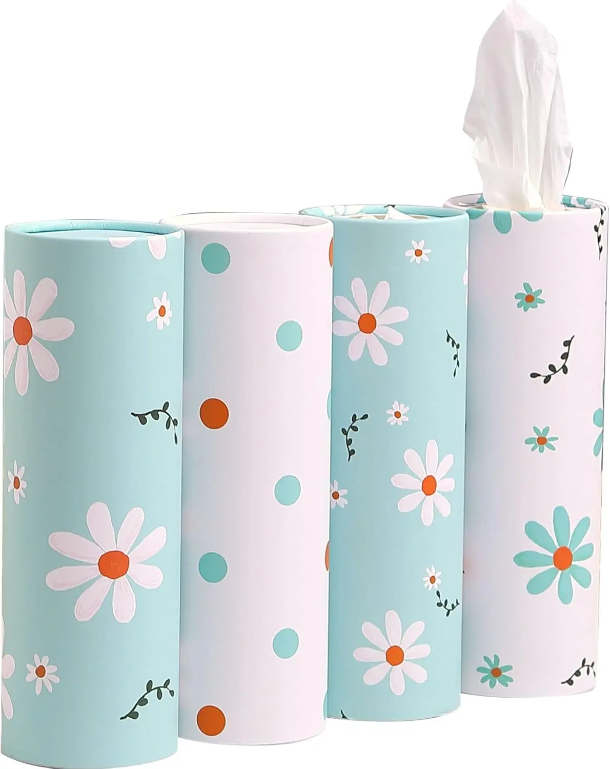Tissue Holder with Facial Tissues Bulk - 4 PK  Tissues Cylinder, Tissue Holder for , Travel Tissues for  Cup Holder, Refill  Tissue Box Round Container