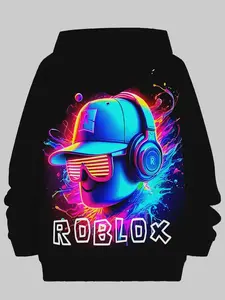 Boys' Casual Hooded Sweatshirt, All-Over Print Design, Fitted Style, Graphic Hoodies, Perfect Gift Choice, Ideal for Fall & Winter Seasons