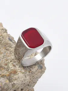 Premium Men's Stainless Steel Ring, Square Agate Design, Ideal for Daily & Formal Occasions