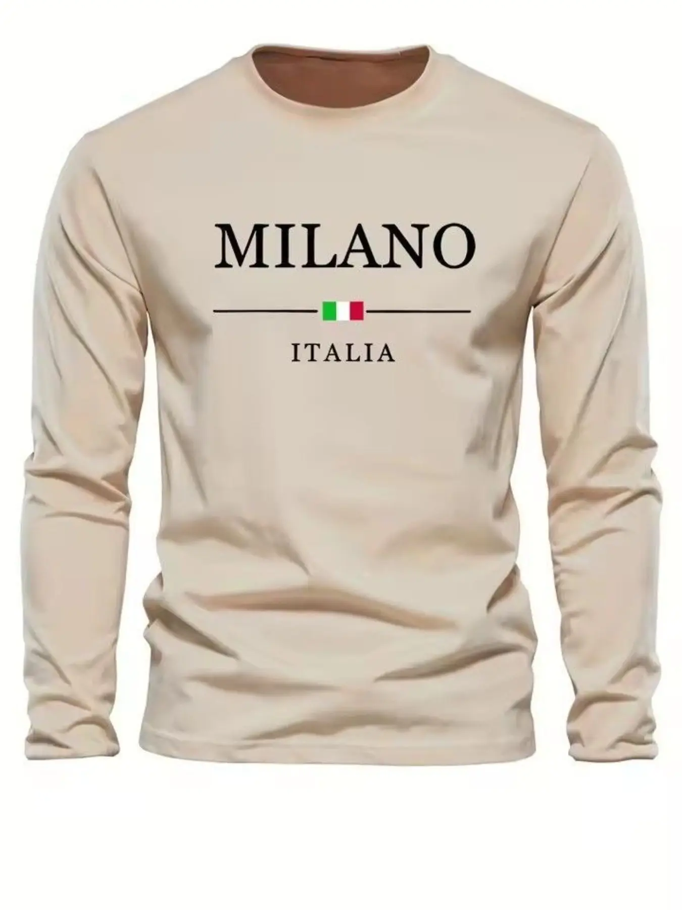 Men's Outdoor Casual Long Sleeve T-Shirt, Round Neck Fleece Lined Warm Base Layer, Polyester Elastane Blend