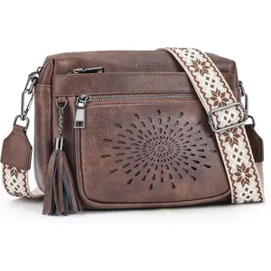 Crossbody Purse for WomenSmall Crossbody Bags Trendy Vegan Leather  bag with Adjustable Strap and Tassel