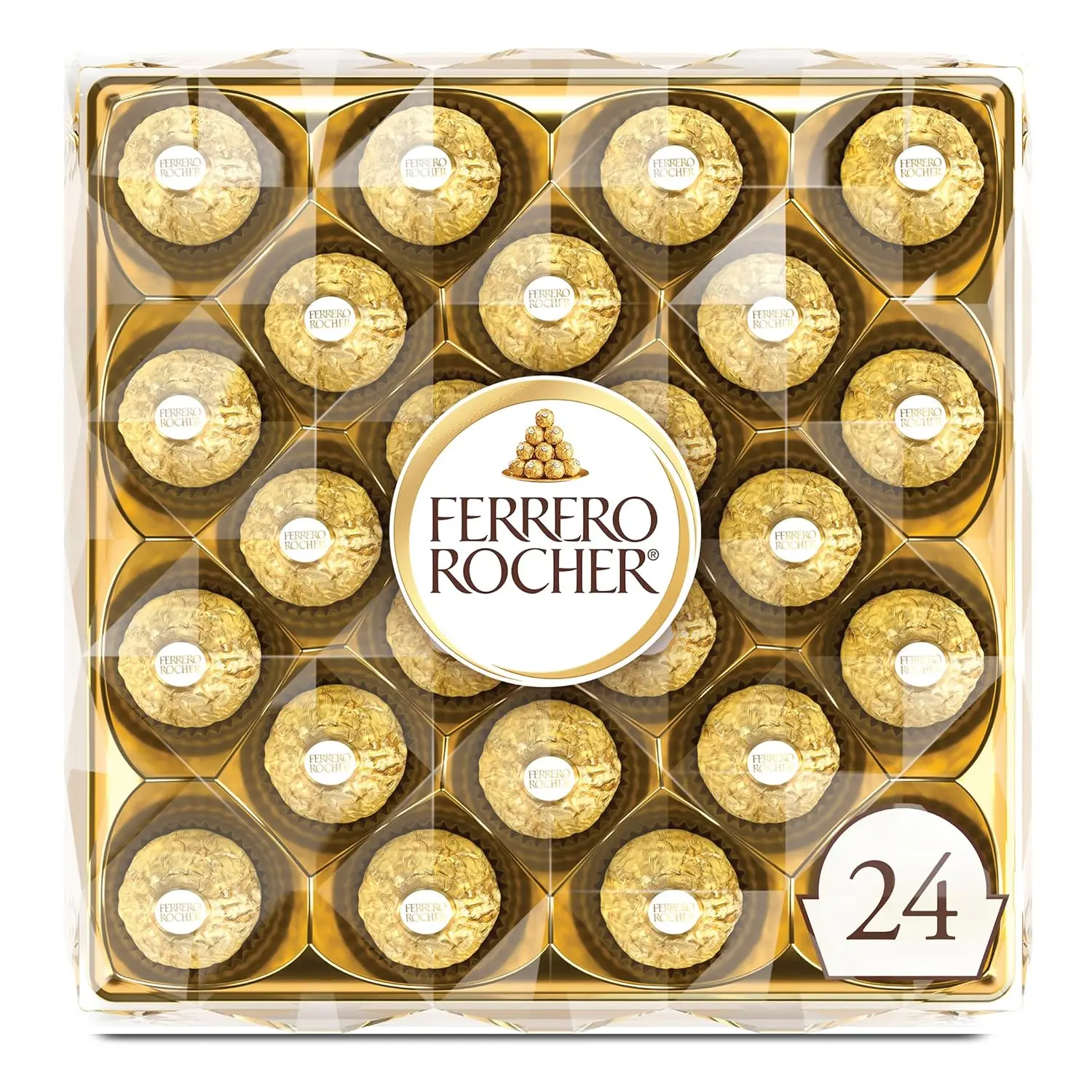 Rocher Gourmet Hazelnut Milk Chocolate Gift Box, 24 Individually Wrapped Chocolates, 10.6 oz