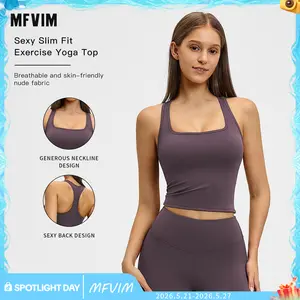 MFVIM Women's Solid Backless Halter Neck Athletic Activewear Tank Top - Dry Fit Active, Breathable, Tight-Fitting Sleeveless Fitness Workout Vest for Yoga, Gym