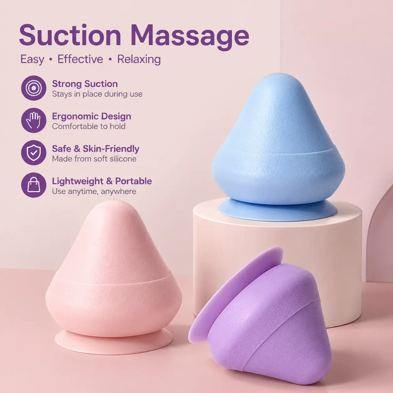 1 Count Suction Massage Cone, Lightweight Portable Design with Vacuum Non-slip Suction Base for Shoulder Neck Back and Foot Muscle Relaxation
