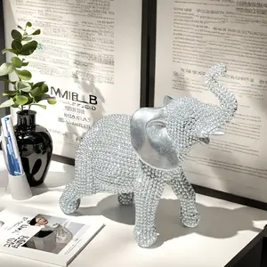 Imitation Pearl Elephant Sculpture, Modern Resin Craftsmanship, Resin Animal Sculptures, Granular Texture Decorative Figurine, Living Room Study Office Desk Ornament, Decoration