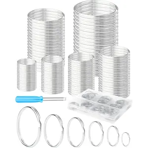 FIVEIZERO 120PCS Split Key Rings,Mixed Size Heavy Duty Metal Keyrings,Bulk Keychain Rings,Silver Key Ring Accessories for Keychains,Crafts,Car Keys,Pet Collars and DIY Projects