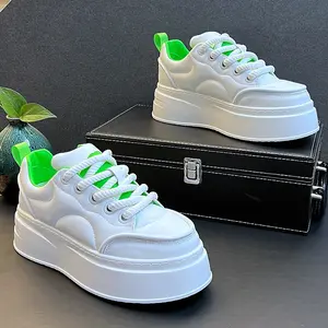 GGOR Thick-Soled Height-Increasing White Sneakers| Trendy Men'S Lightweight Loafers with Upper, Rubber Sole, and Fabric Insole| Versatile Design for All-Season Casual Wear