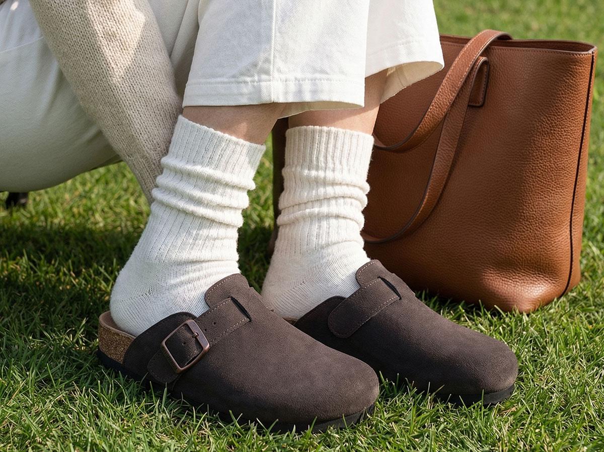 FITORY Breathe I | Women’s Suede Clogs, Womens Round Headed Cork Clogs, Suede Leather, Adjustable Straps Size 6-11