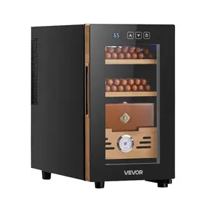 fathersdaygift VEVOR Electric Humidor, 23L, 150 Counts Electric Cigar Humidor Cabinet with Cooling Temperature Control, Spanish Cedar Wood Shelves Drawers, Mechanical Hygrometer, 3 Layers, Cooler for Household
