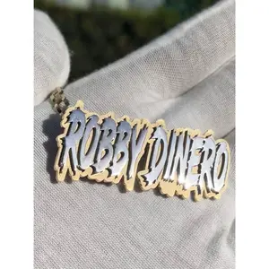 Custom Name Pendants w/ Diamond Emoji Bail - Choose Any Name