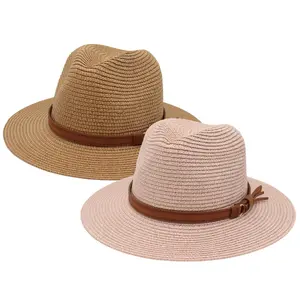 Men's Fedora Sun Hat Fine Braid Wide Brim UPF 50+ Straw Panama Hat