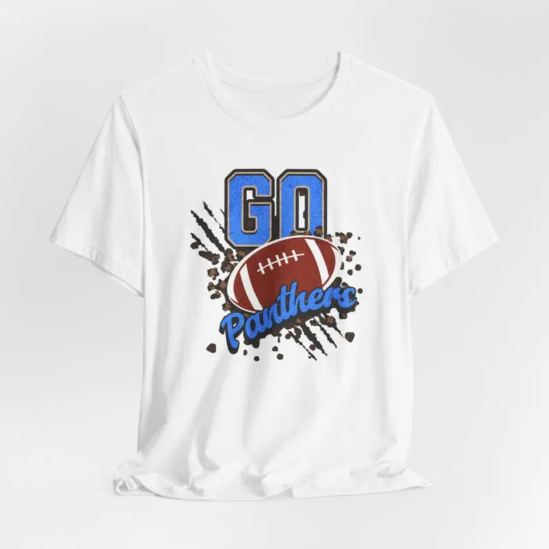 Go Panthers Unisex Team Spirit Tee, Game Day Shirt College Football Gear Tailgate Tee, Sports Gift for Him or Her Panthers Football Shirt