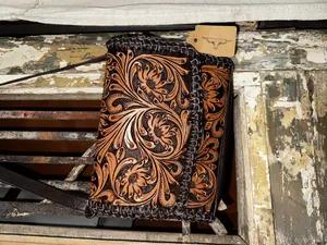 Tooled Leather Envelope Crossbody