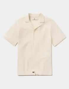Cotton Pique Camp Shirt in Ivory