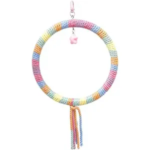 Colourtree Gradient Cotton Rope Star Swing for Birds - Chew-resistant, Reinforced Core, Easy Install, Safe for Parakeets & Cockatiels