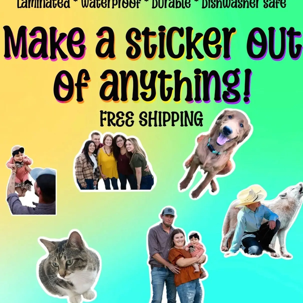 Custom photo stickers - personalized waterproof decals for laptops, mirrors, tumblers, and more