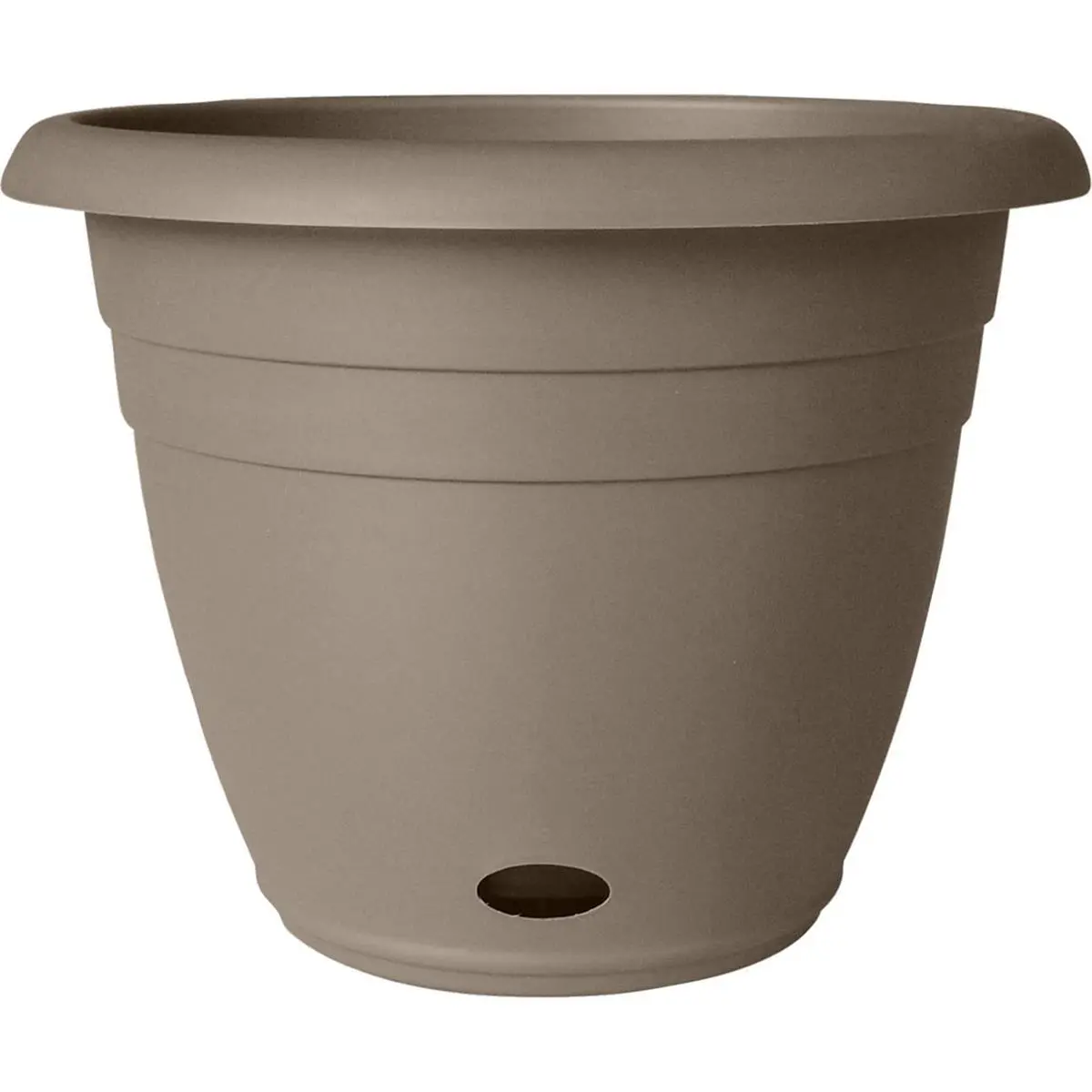 212 MAIN 13 in. Jackson Self-Watering Resin Planter Pot - Greige, Outdoor Safe, UV Protection, Water Reservoir, Planters for Outside, Model 10000-04773, Outdoor Planters