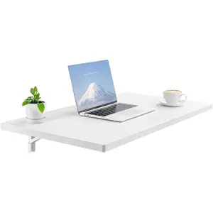 VEVOR Wall Mounted Folding Table, 39.4x 19.7 inches Wall Mount Table, Floating Desk with Iron Bracket for Small Spaces, Home Office, Dining, Laundry Room, Kitchen, Bar, WhiteVEVOR Super Brand Day