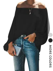 New Women's Solid Color Top Bubble Cuff One Shoulder Elegant Fashion Commute Date Versatile, Long Sleeve Loose Fit All Seasons