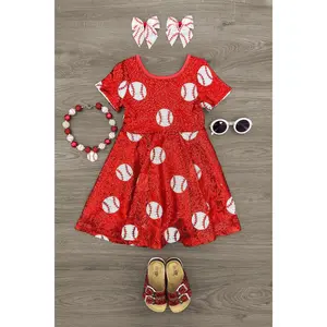Red Sequin Baseball Dress