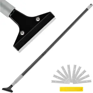Heavy-Duty Floor Scraper, 4-Inch Razor  Scraper Tool, 36-Inch Long Handle, Includes 10 Extra Metal ,  Scraper for Cleaning Wall, Glass, Adhesives, Chewing , Ceiling