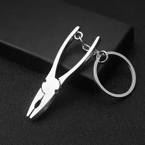 3pcs Versatile Metal Keychain Tool - Wrench & Pliers Combo with Decorative Pendant for Home DIY Projects