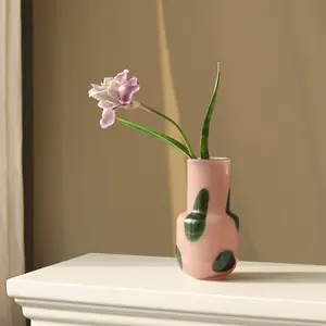 1 Glass Imitation Jade Vase, Water-Filled Flower Arrangement Stand, Warm Tone, High-End Durable Vase, Suitable for Hotels, Homestays, Restaurants, Orchid Display, Decorative Accessories