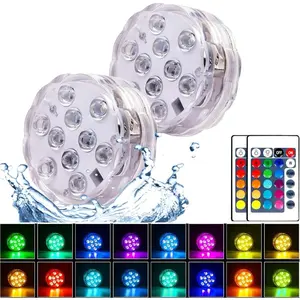 2Pack Submersible LED Lights  Pool Lights Underwater with 16 Colors, Remote Control for Aquarium, Bath, Hot Tub, Swimming Pool and Party Decoration