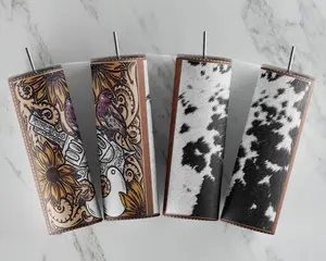 Tooled Cowhide Tumbler