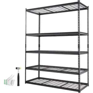 VEVOR Storage Shelving Unit, Various specifications, 5-Tier Adjustable, 2000 lbs Capacity, Heavy Duty Garage Shelves Metal Organizer Wire Rack, for Kitchen Pantry Basement Bathroom Laundry Closet Steel Shelf