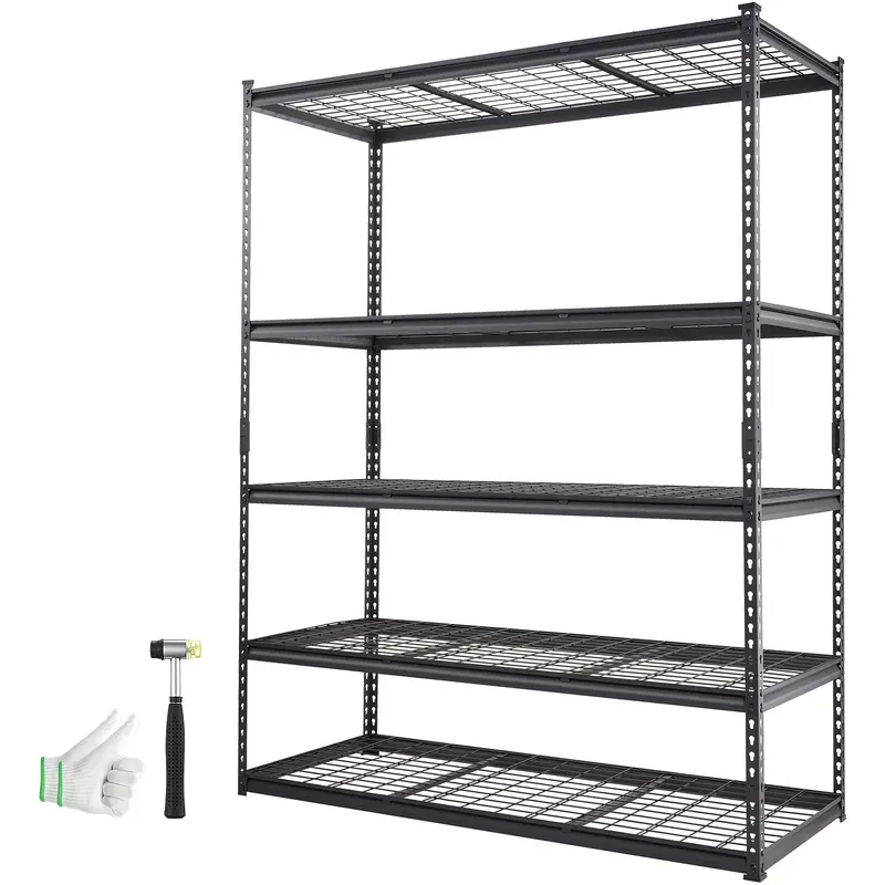 【toolupgrade】VEVOR 5-Tier Heavy Duty Wire Shelving Unit, 2000 lbs Capacity 36×16×72 in NSF Adjustable Steel Stand for Garage/Warehouse, Kitchen Pantry - Black Shelves for Storage & Garage Organization