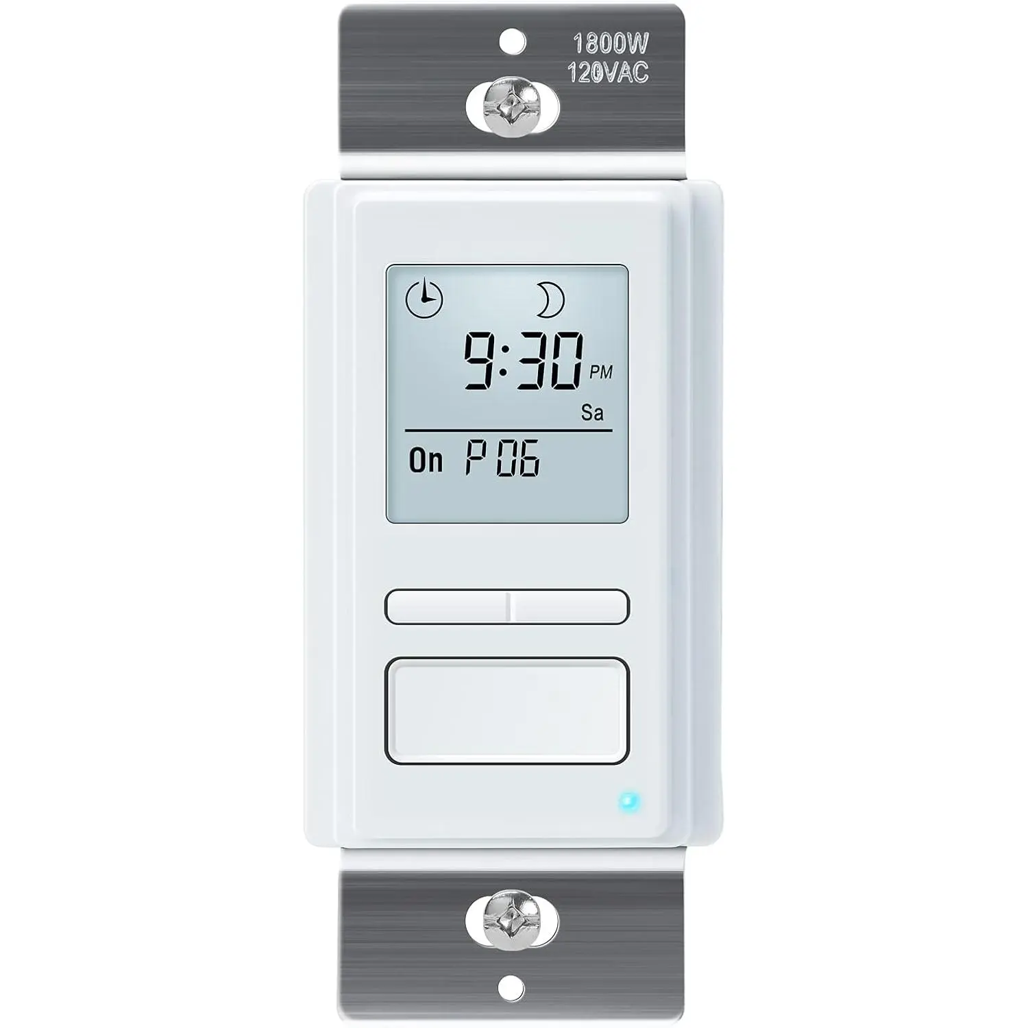 7-Day Programmable Wall Timer Switch (120V AC Max, LCD Screen, Flush Mount) - Indoor Use Auto & Customization Control, Turns Lights, Fans, Fluorescent Lighting, CFL On/Off at Sunrise/Sunset, Neutral Wire Required for Home Security, Incandescent, 1800 Watt